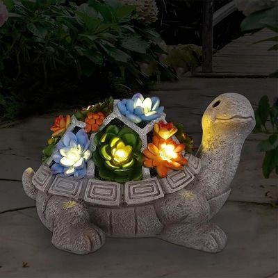 Succulent 7 lumières LED jardin solaire statues extérieures tortue pour le patio balcon cadeaux uniques de réception