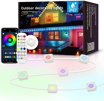 50 pieds IP67 à l'extérieur étanche à l'eau intelligent RGBIC lumières permanentes avec 75 modes de scène et 36 led