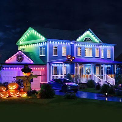 Lumières extérieures lumineuses de 48 W RGBIC CCT Smart Eave étanches pour le mariage Noël anniversaire PC ABS 90°